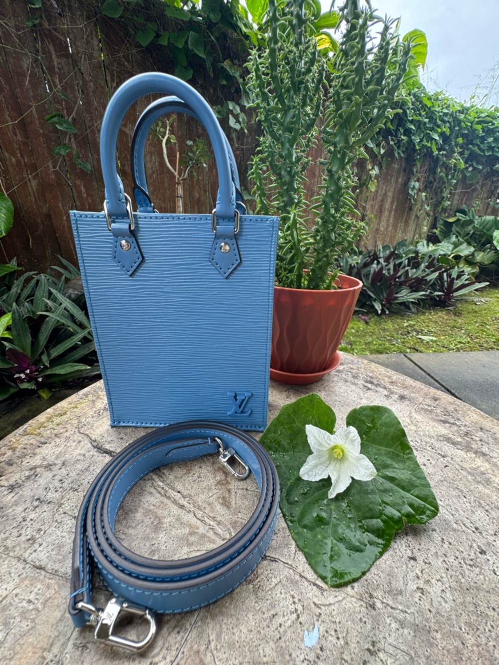 Louis Vuitton Light Blue Epi Mini Vertical Tote with Detachable Strap